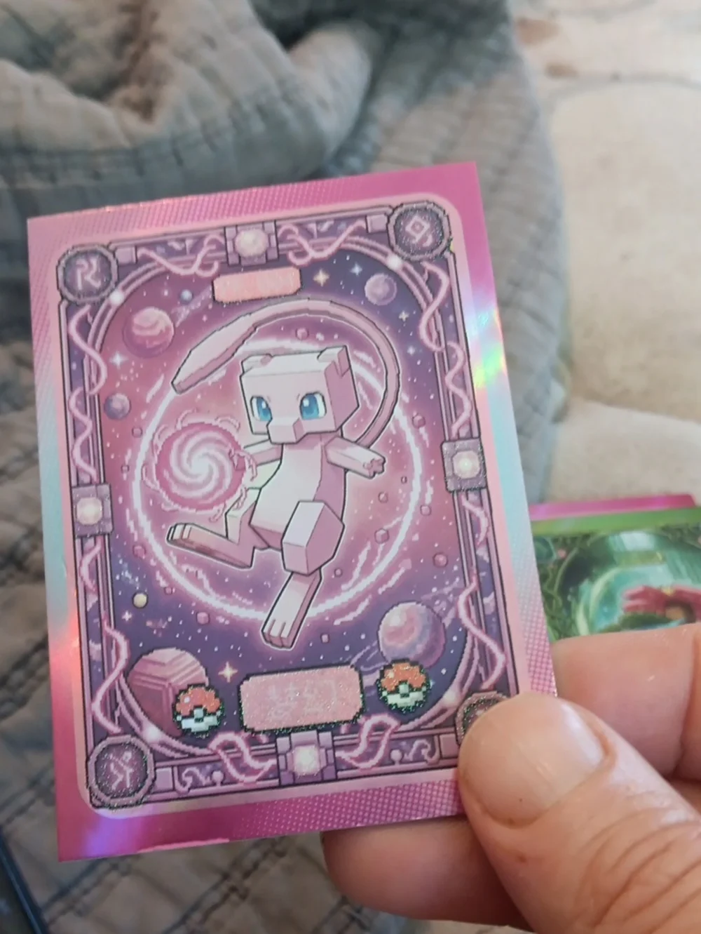 Pokemon Pink and Purple Holographic Mew Trading Card